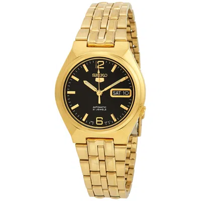Seiko Series 5 Automatic Black Dial Men's Watch Snkl66 In Black / Gold Tone / Yellow