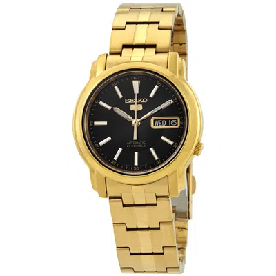 Seiko Series 5 Automatic Black Dial Men's Watch Snkl88 In Gold