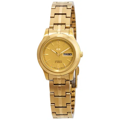 Seiko Series 5 Automatic Gold Dial Gold-tone Ladies Watch Syme02 In Gold / Gold Tone