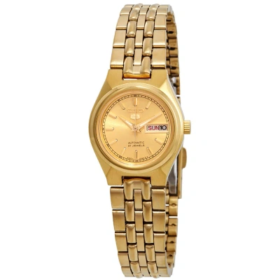 Seiko Series 5 Automatic Gold Dial Ladies Watch Syma04 In Gold / Gold Tone / Yellow