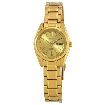 Seiko Series 5 Automatic Gold Dial Ladies Watch Symk20 In Gold / Gold ...