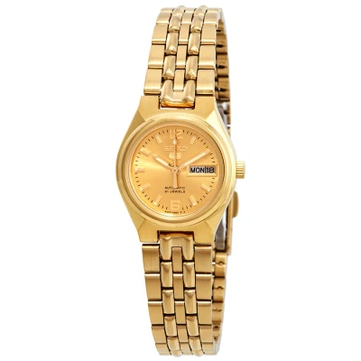 Seiko Series 5 Automatic Gold Dial Ladies Watch Symk36 In Gold / Gold Tone / Yellow