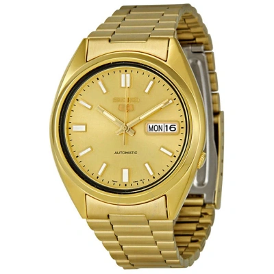 Seiko Series 5 Automatic Gold Dial Yellow Gold-tone Men's Watch Snxs80