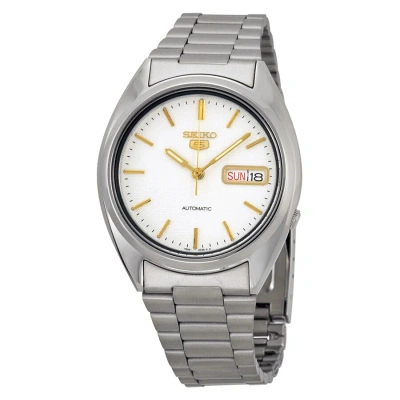 Seiko Series 5 Automatic Off White Dial Men's Watch Snxg47 In Metallic