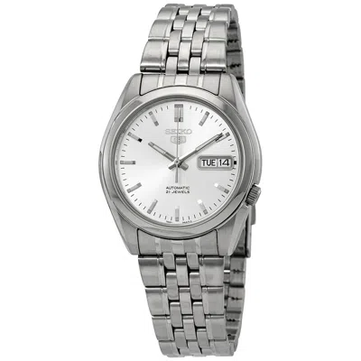 Seiko Series 5 Automatic Silver Dial Men's Watch Snk355 In Metallic