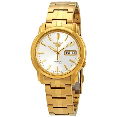 Seiko Series 5 Automatic Silver Dial Men's Watch Snkk74 In Gold