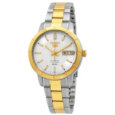 Seiko Series 5 Automatic Silver Dial Two-tone Ladies Watch Snk892k1 In Gold
