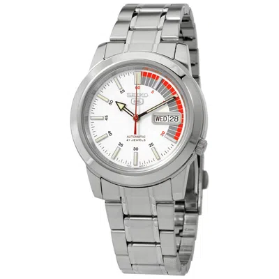 Seiko Series 5 Automatic White Dial Men's Watch Snkk25k1 In Metallic