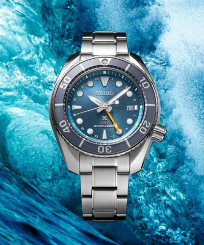 Pre-owned Seiko Sfk001j1 Prospex Solar Sumo Gmt Blue Dial (fedex 2 Day)