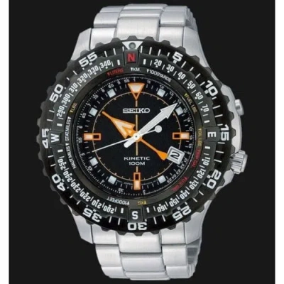 Pre-owned Seiko Ska423 Kinetic Silver Black Flighmaster Pilot Watch Compass Date Ska423