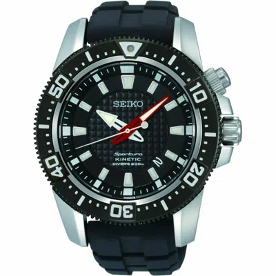 Pre-owned Seiko Ska511p2 Mens Watch Stainless Steel Sportura Kinetic Diver Black Dial