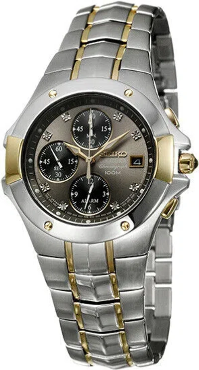 Pre-owned Seiko Snab32 Mens Stainlesssteel Two Tone Coutura Alarm Chronograph Diamonds