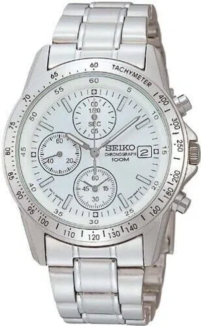 Pre-owned Seiko Snd363pc White Chronograph Overseas Model Men's Watch From Japan