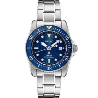 Pre-owned Seiko Sne585 Solar Dive Watch For Men - Prospex Collection - Lumibrite Hands In Blue - Sne585