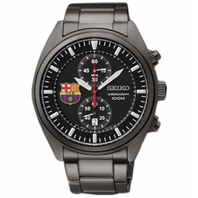Pre-owned Seiko Snn267p1 Barcelona Chronograph Full Black Quartz Full Black Men Watch