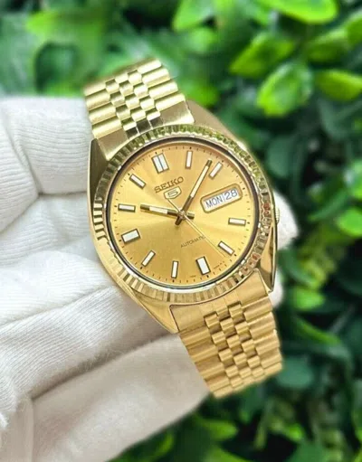 Pre-owned Seiko Snxs80 Datejust Gold With Sapphire Crystal, Fluted Bezel, Solid Bracelet