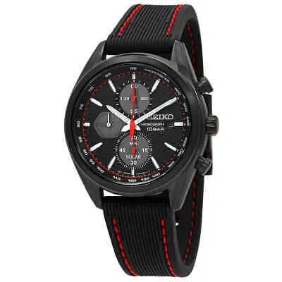 Pre-owned Seiko Solar Black Dial Black Silicone Men's Watch Ssc777p1