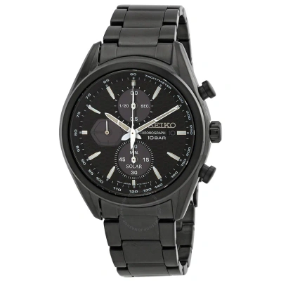Seiko Solar Chronograph Quartz Black Dial Men's Watch Ssc773