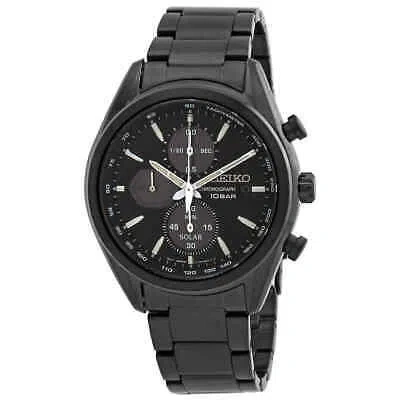Pre-owned Seiko Solar Chronograph Quartz Black Dial Men's Watch Ssc773
