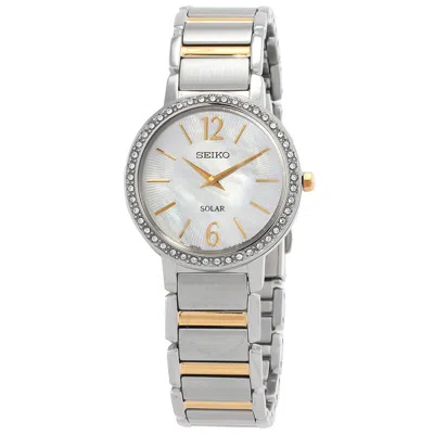 Seiko Solar Mother Of Pearl Dial Ladies Watch Sup469 In Metallic