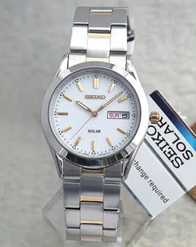Pre-owned Seiko Solar Stainless Steel White Dial Men's Watch Sne041p1 Sne041