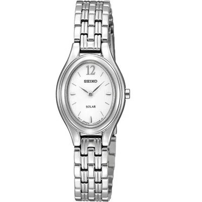 Pre-owned Seiko Solar White Dial Stainless Steel Ladies Watch Sup005p1