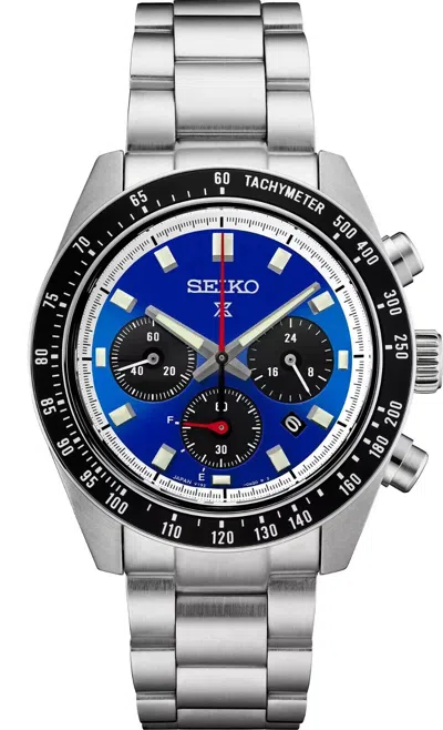 Pre-owned Seiko Speedtimer Solar Chronograph Blue Dial 41.1mm Watch Ssc931