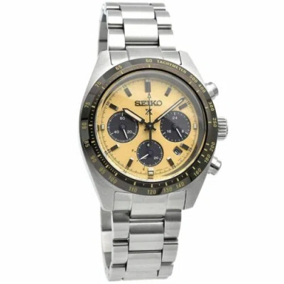 Pre-owned Seiko Speedtimer Solar Chronograph Gold Dial Stainless Steel Mens Watch Ssc817