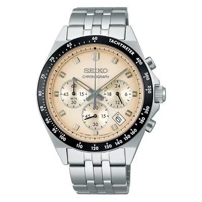 Pre-owned Seiko Spirit Sbtr045 Neo Vintage Chronograph Men Watch Stainless Steel Ivory