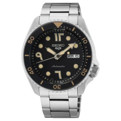 Pre-owned Seiko Sport 5 Srpf89k1 Arabic Dial Facelift Automatic Stainless Steel Watch