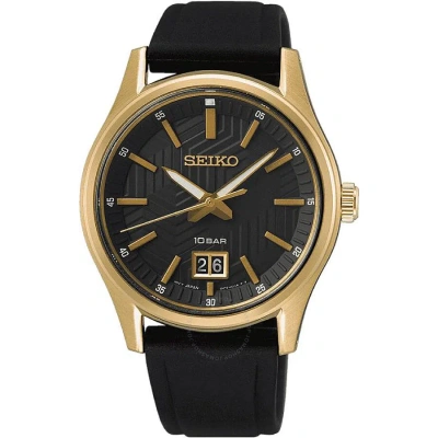 Seiko Sport Quartz Black Dial Men's Watch Sur560p1 In Black / Gold Tone