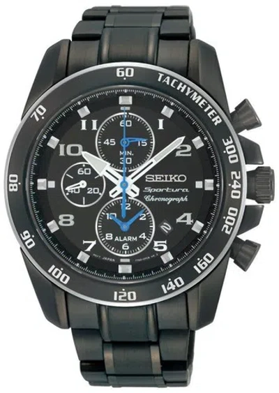 Pre-owned Seiko Sportura Alarm Chronograph Screwed Crown Men's Analog Watch Snae77p1