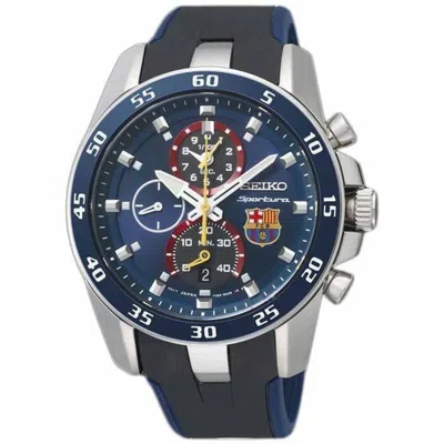 Pre-owned Seiko Sportura Spc089p2 Barcelona 7t82 Quartz Rubber Watch Chrono Barca