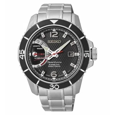 Pre-owned Seiko Sportura Srg019p1 Kinetic Direct Drive Steel Watch Steel Black 5d22 Power