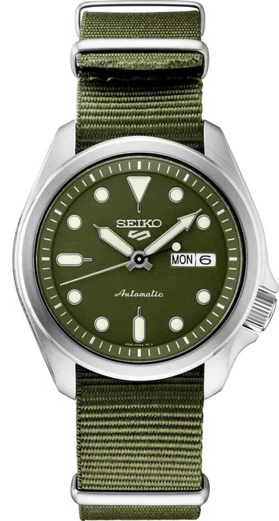 Pre-owned Seiko Srpe65 5 Sports Field Military 40mm Automatic Watch Od Face & Nylon Band