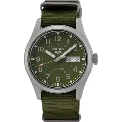 Pre-owned Seiko Srpg33k1,men Sport,automatic,stainless Case,fabric,date,100m Wr,srpg33