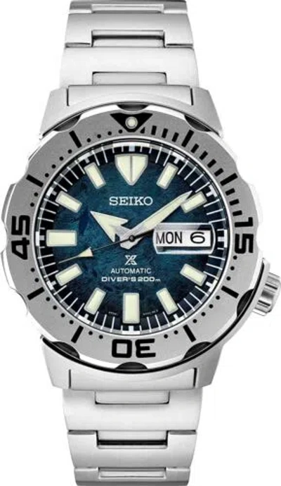 Pre-owned Seiko Srph75 Prospex Men's Watch Silver-tone 42.4mm Stainless Steel In Silver, Blue