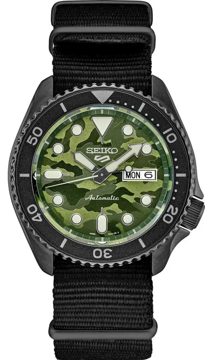 Pre-owned Seiko Srpj37 Sports 5 Automatic Vintage Field Military Style Watch
