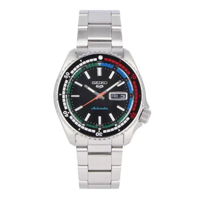 Pre-owned Seiko Srpk13  5 Five Sports Watch 55th Anniversary Day Date Red White Bezel