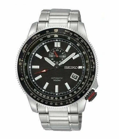 Pre-owned Seiko Ssa005 Automatic Watch Black Dial Steel Bracelet Pilot Superior Date