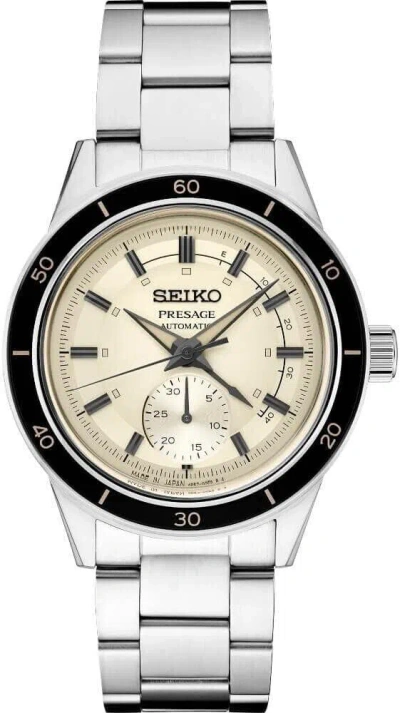 Pre-owned Seiko Ssa447 Men's Ivory Dial 40.8 Mm Silver Stainless Steel Presage Watch