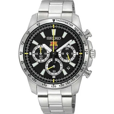 Pre-owned Seiko Ssb073p1 Chronograph Barcelona Football Steel Quartz Watch Date Tachy