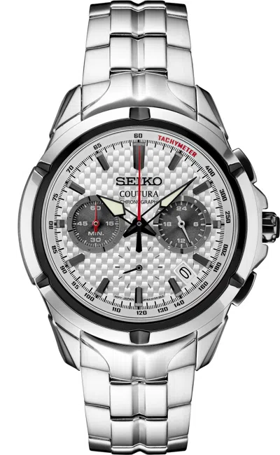 Pre-owned Seiko Ssb433 Coutura Chronograph Silver Dial 43mm Quartz Watch Stainless Steel