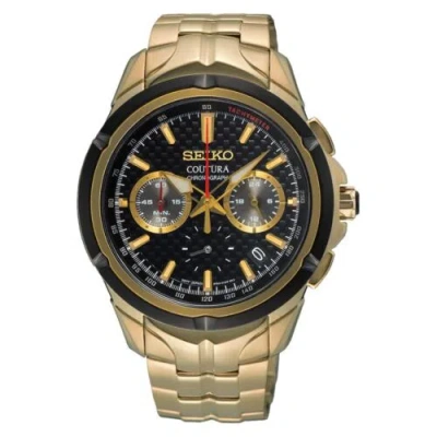 Pre-owned Seiko Ssb440 Men's Coutura Chronograph Quartz Watch - Black Dial Gold Band 100m