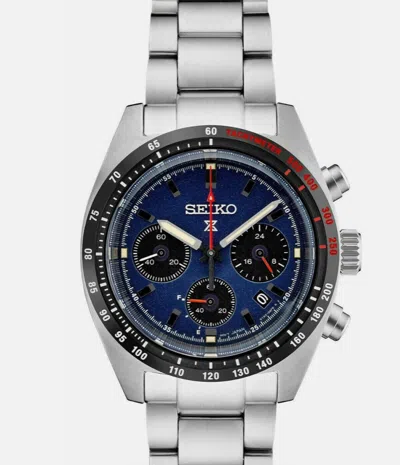 Pre-owned Seiko Ssc815 Prospex Blue Speedtimer Solar Chronograph Watch Box Tags Papers