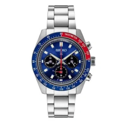 Pre-owned Seiko Ssc931 Men's Speedtimer Chronograph Quartz Watch - Blue Red Pepsi Dial