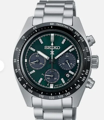 Pre-owned Seiko Ssc933 Speedtimer Watch Green Dial Solar Chronograph 100 Meter