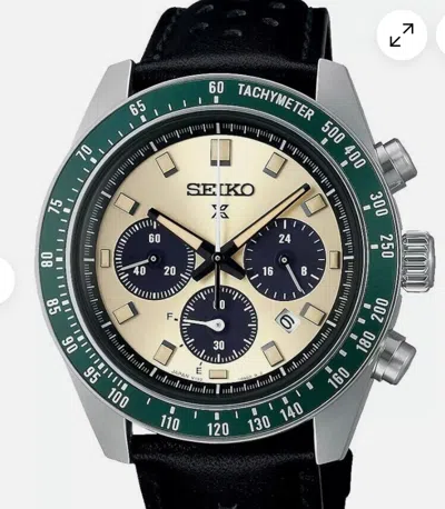 Pre-owned Seiko Ssc943 Speedtimer Chronograph Solar Watch Green Bezel Sapphire Crystal