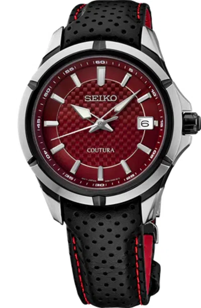Pre-owned Seiko Ssk025 5 Sports Field Gmt 39mm Watch Black Dial And Leather Band