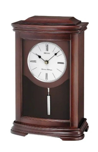 Seiko Suki Pendulum Mantle Chime Clock In Brown